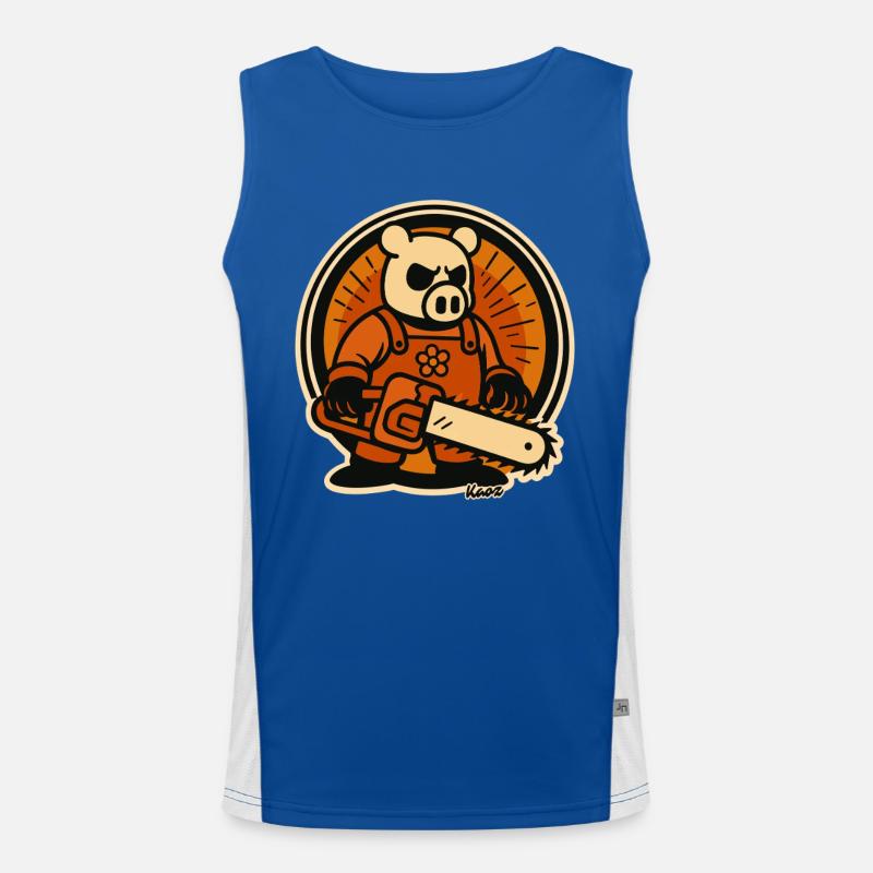 Bûcheron cochon avec tronçonneuse Débardeur respirant contrasté Homme 