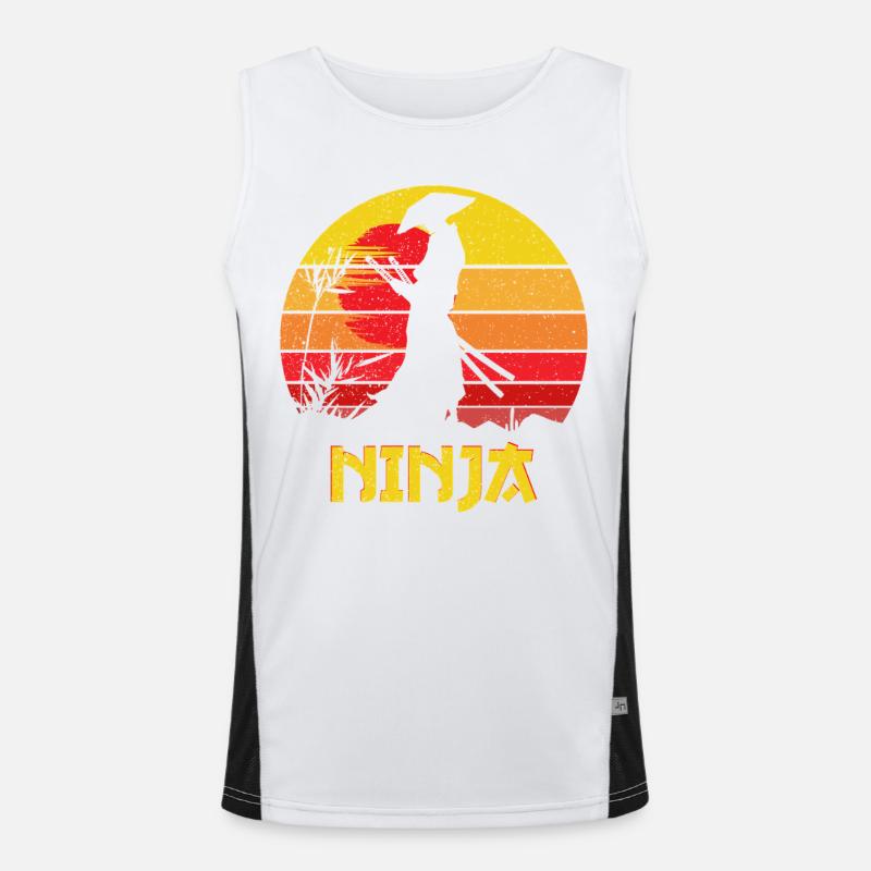 Silhouette de Ninja du Coucher de Soleil Débardeur respirant contrasté Homme 