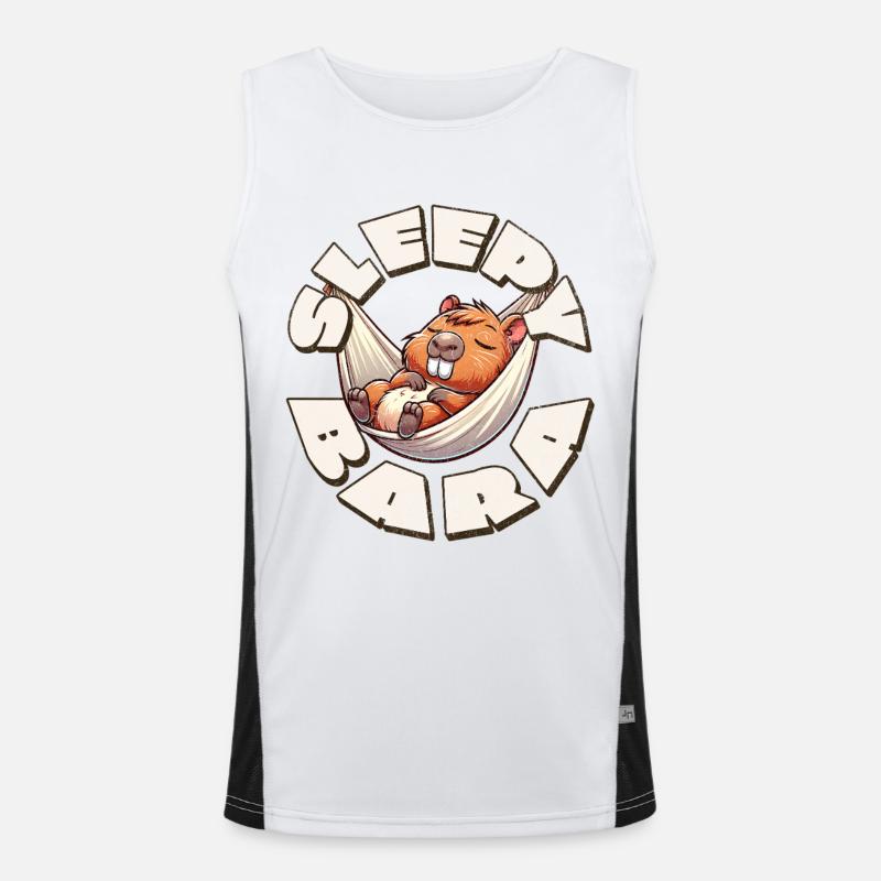 Capybara Sleepy Bara Funktionelles Kontrast-Tank Top für Männer 