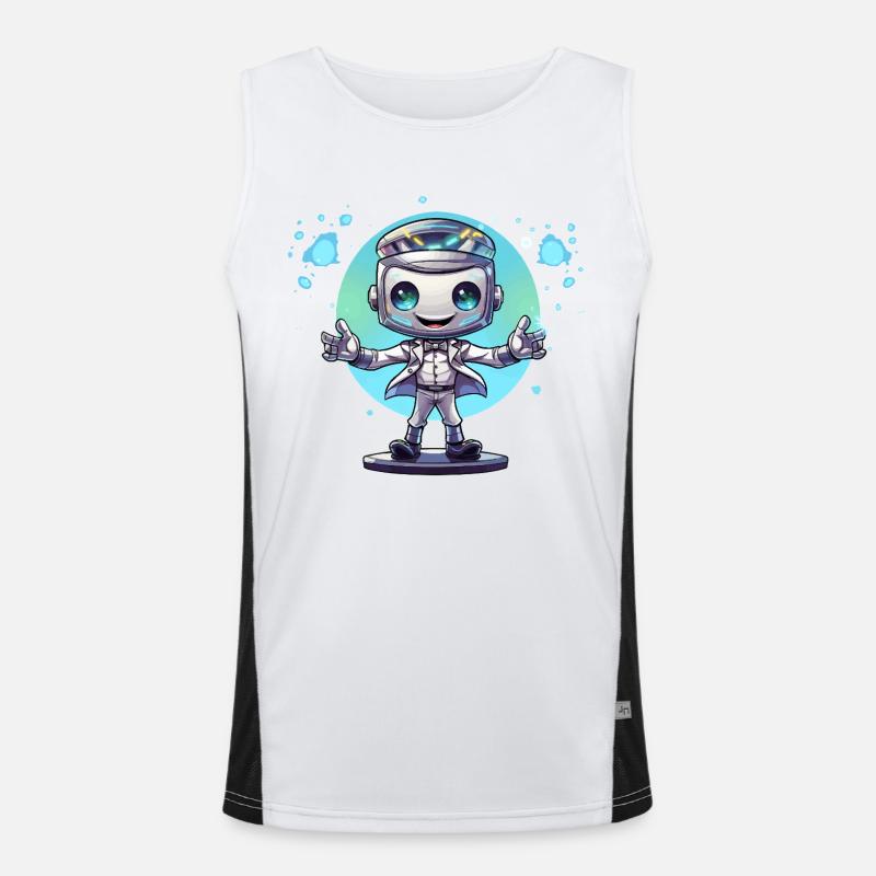 Small space robot in a suit - Men's Functional Contrast Tank Top  - white/black