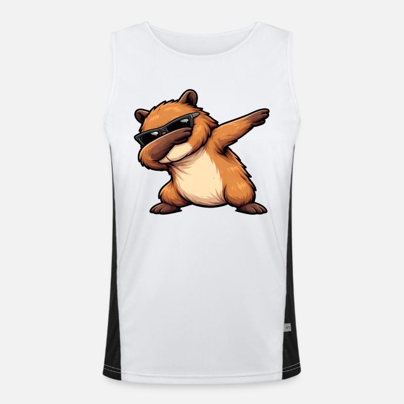 Dabbing Capybara Funktionelles Kontrast-Tank Top für Männer 