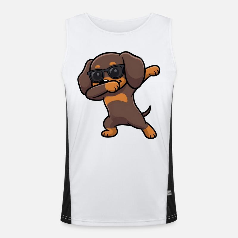 Dabbing Dackel aka Dachshund Funktionelles Kontrast-Tank Top für Männer 