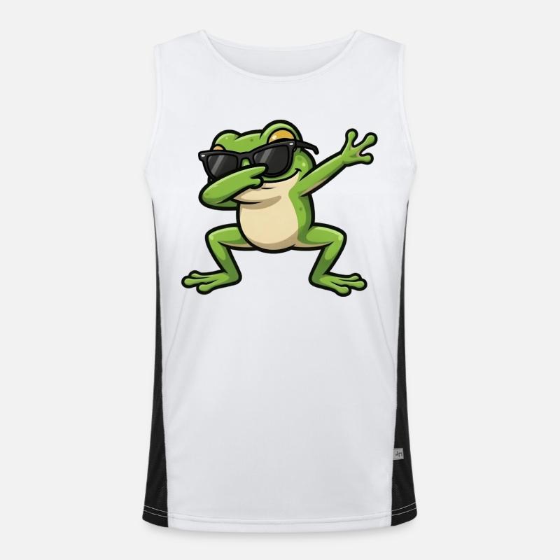 Dabbing Frog - Men's Functional Contrast Tank Top  - white/black