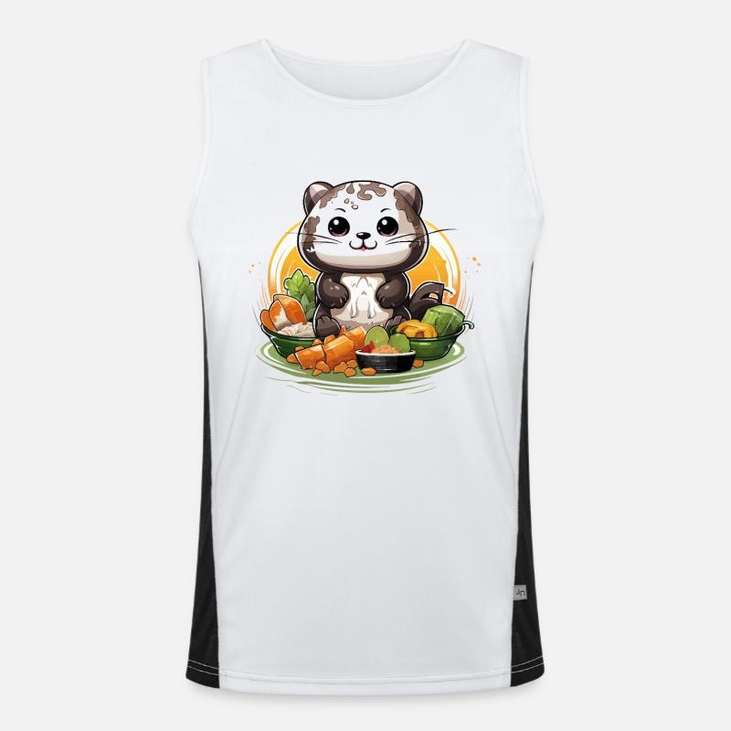 Küchenpanda beim Festessen Funktionelles Kontrast-Tank Top für Männer 