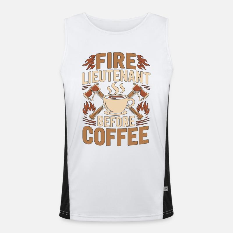 Fire Lieutenant Before Rescue Team Coffee Lover Men's Functional Contrast Tank Top 
