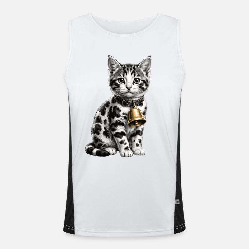 Funny Mixed Cat Cow Pattern - Men's Functional Contrast Tank Top  - white/black