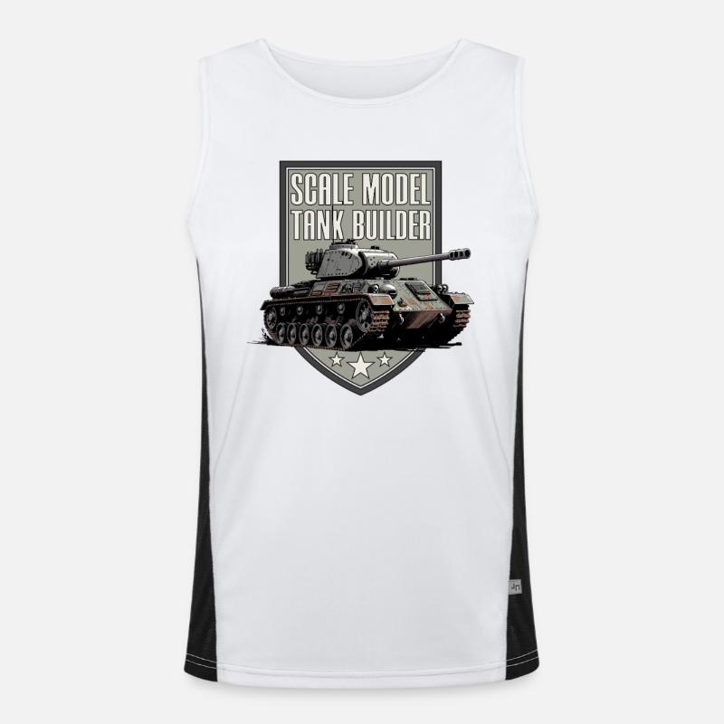 Scale Model Tank Builder - Men's Functional Contrast Tank Top  - white/black