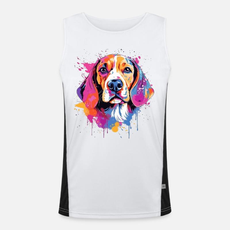 Farbenfrohe Splash-Art-Beagle-Hund Funktionelles Kontrast-Tank Top für Männer 