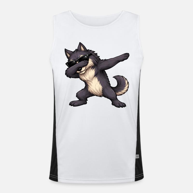 Dabbing Werewolf - Men's Functional Contrast Tank Top  - white/black