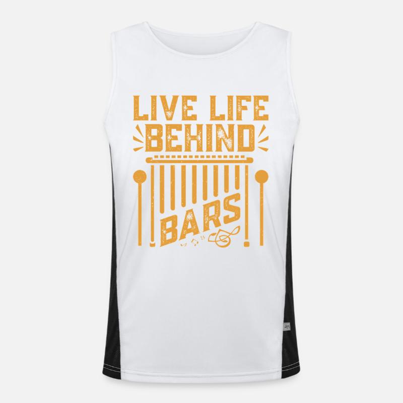 Marimbist Leben hinter Gittern Percussion Pit - Funktionelles Kontrast-Tank Top für Männer  - Weiß/Schwarz