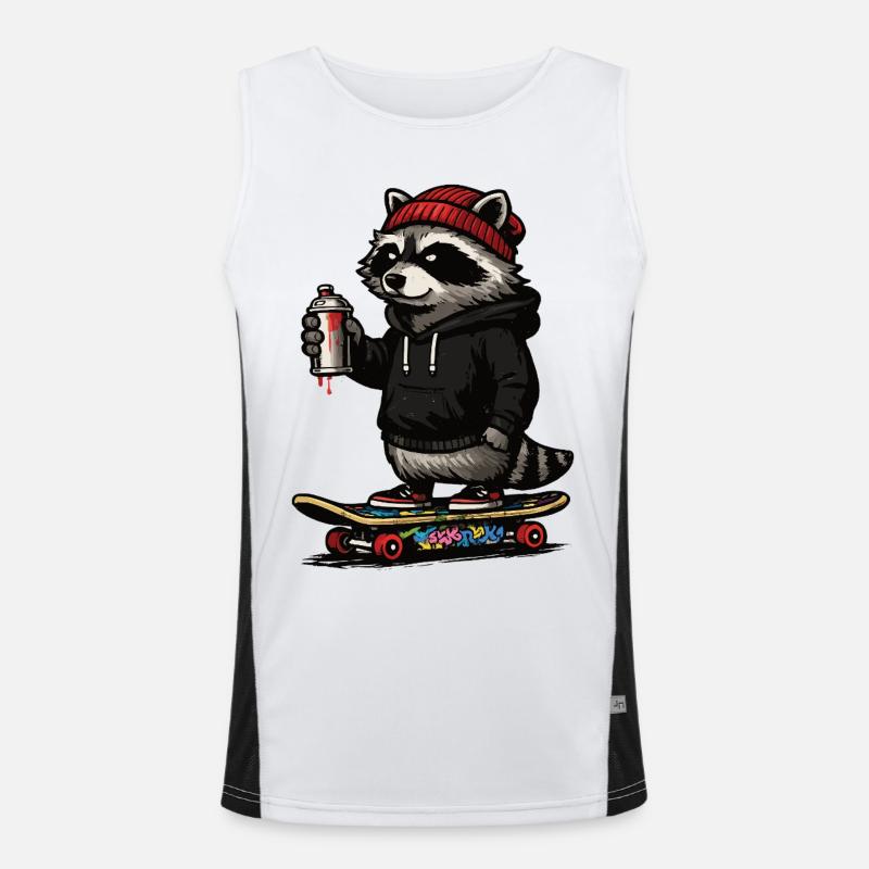 Waschbär Skate Graffiti Funktionelles Kontrast-Tank Top für Männer 