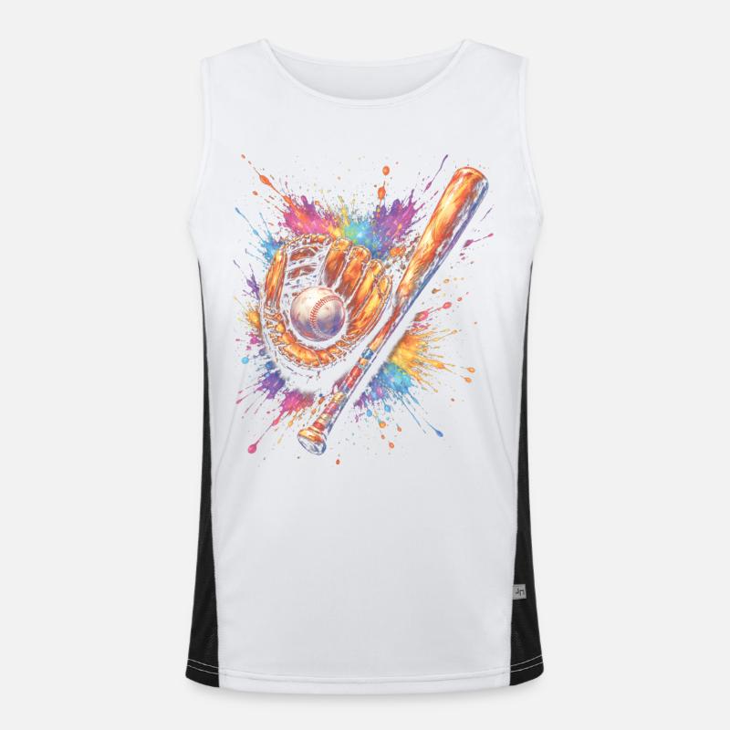 Ball- und Schlägerhandschuh-Splash-Art Funktionelles Kontrast-Tank Top für Männer 