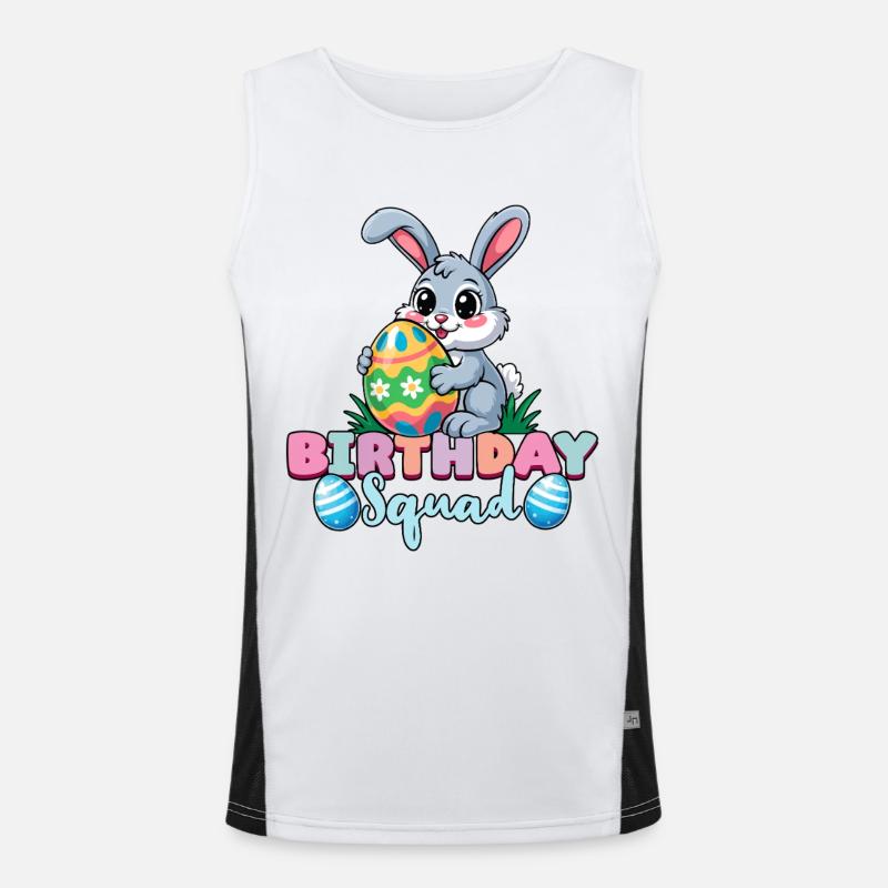 Birthday Squad Happy Easter Bunny Spring - Men's Functional Contrast Tank Top  - white/black
