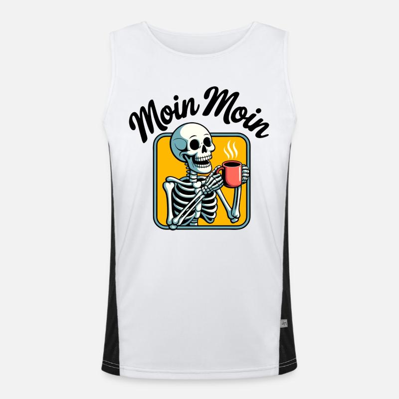 Erst Kaffee Skelett Funktionelles Kontrast-Tank Top für Männer 