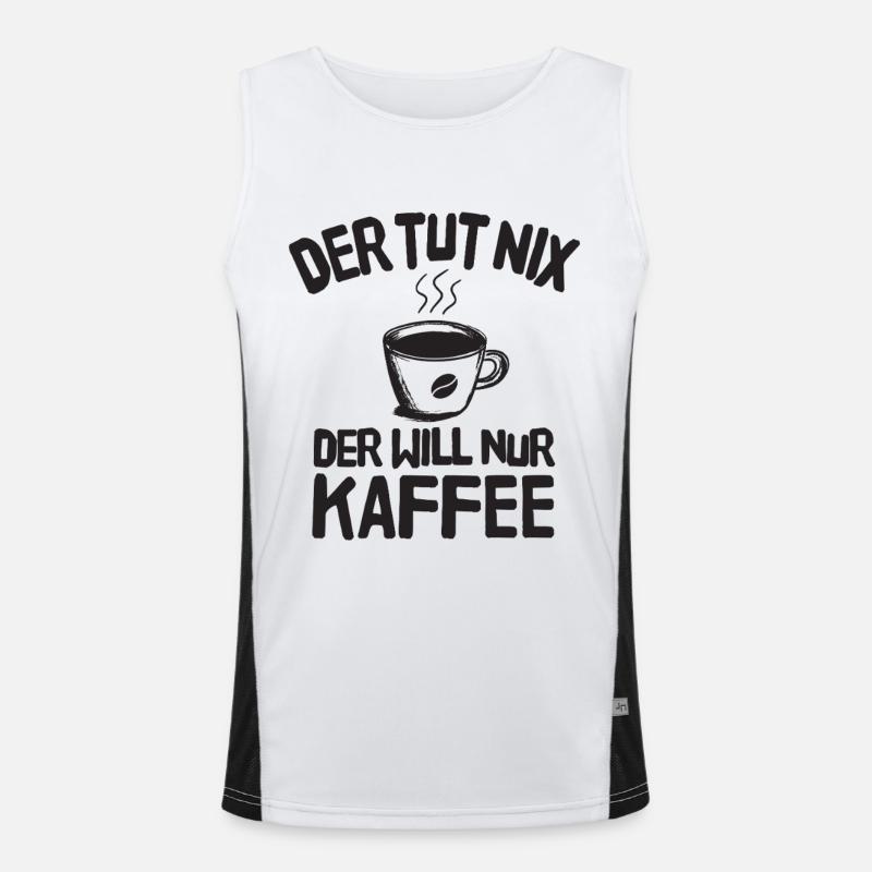 Der Tut Nix Der Will Nur Kaffee Lustiger Spruch Funktionelles Kontrast-Tank Top für Männer 