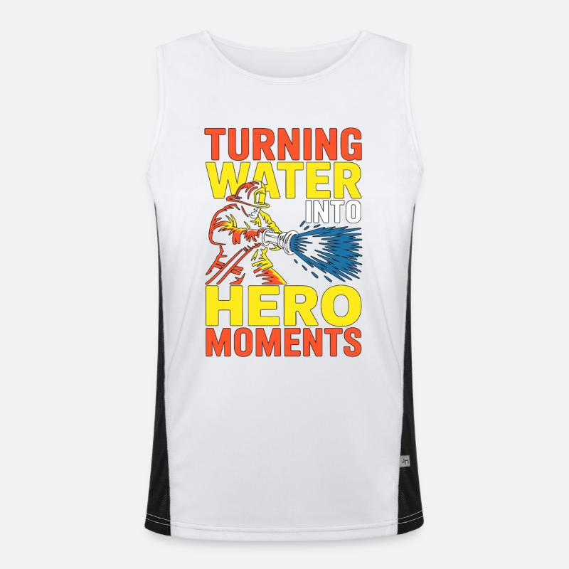 Fire Engineer Turning Water Into Hero Firefighting Funktionelles Kontrast-Tank Top für Männer 