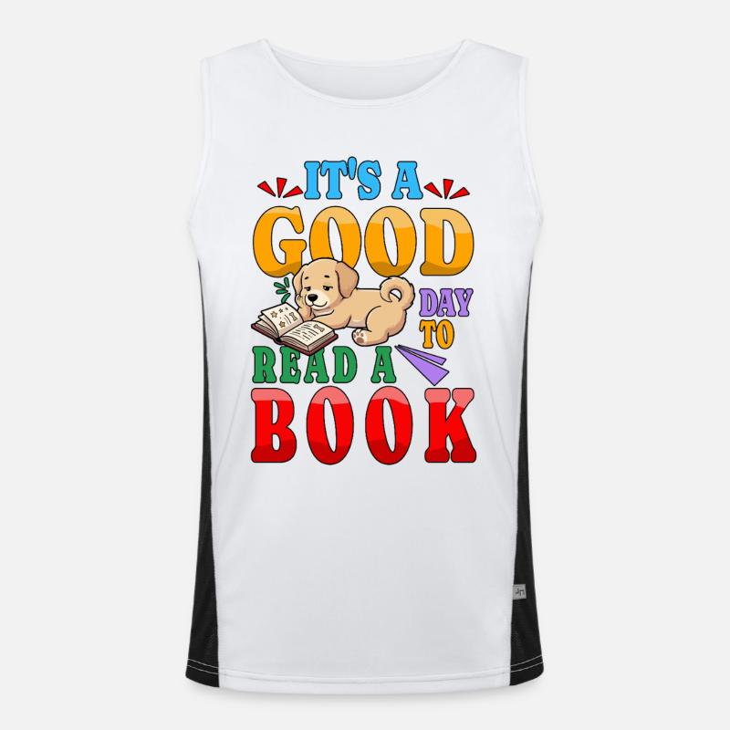 Es ist ein guter Tag, ein Buch zu lesen World Book Day Dog Funktionelles Kontrast-Tank Top für Männer 