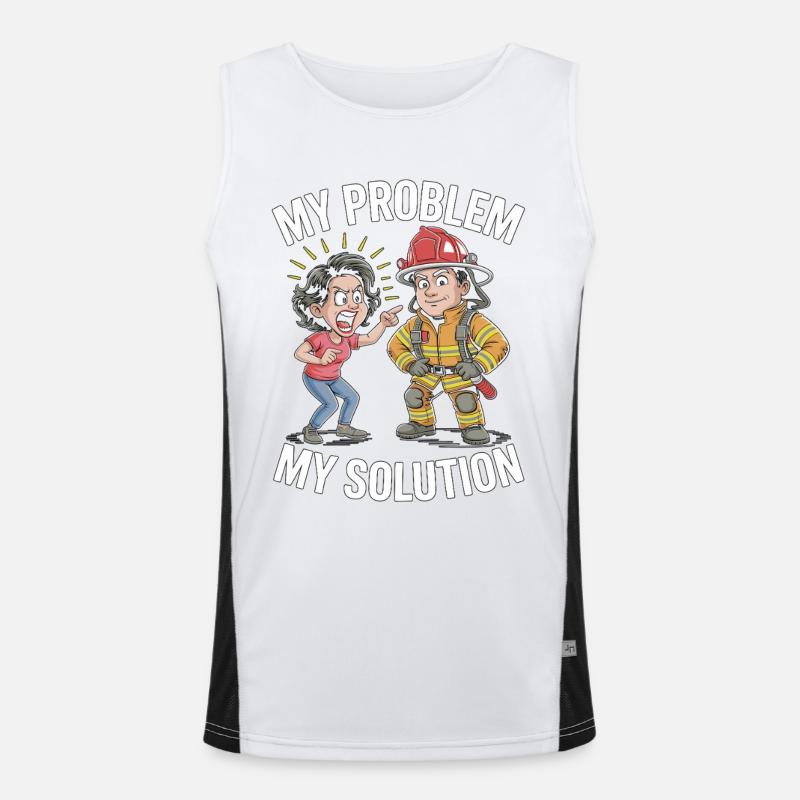 Fire Engineer My Problem My Pictogram Dad Mom Men's Functional Contrast Tank Top 