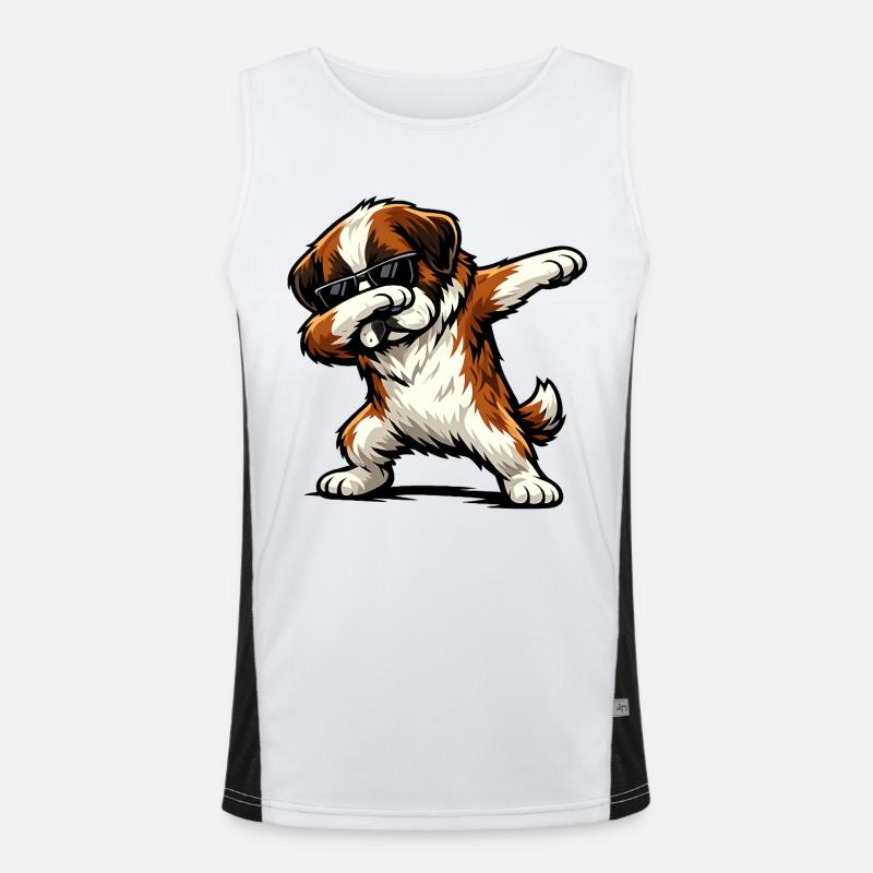 Dabbing Bernhardiner Funktionelles Kontrast-Tank Top für Männer 