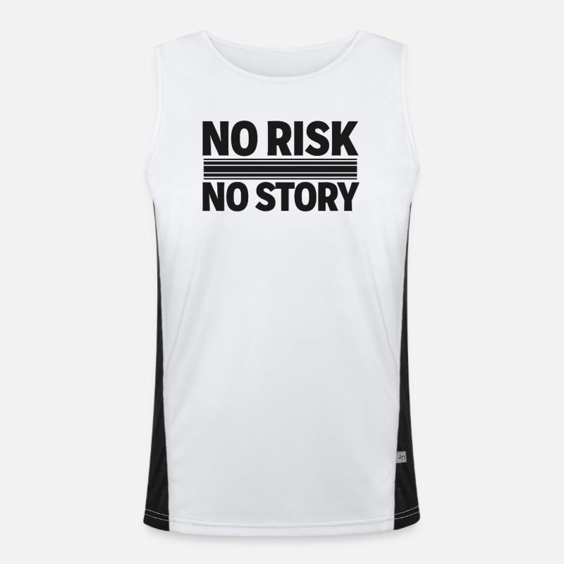 NO RISK NO STORY Adventure Statement Men's Functional Contrast Tank Top 