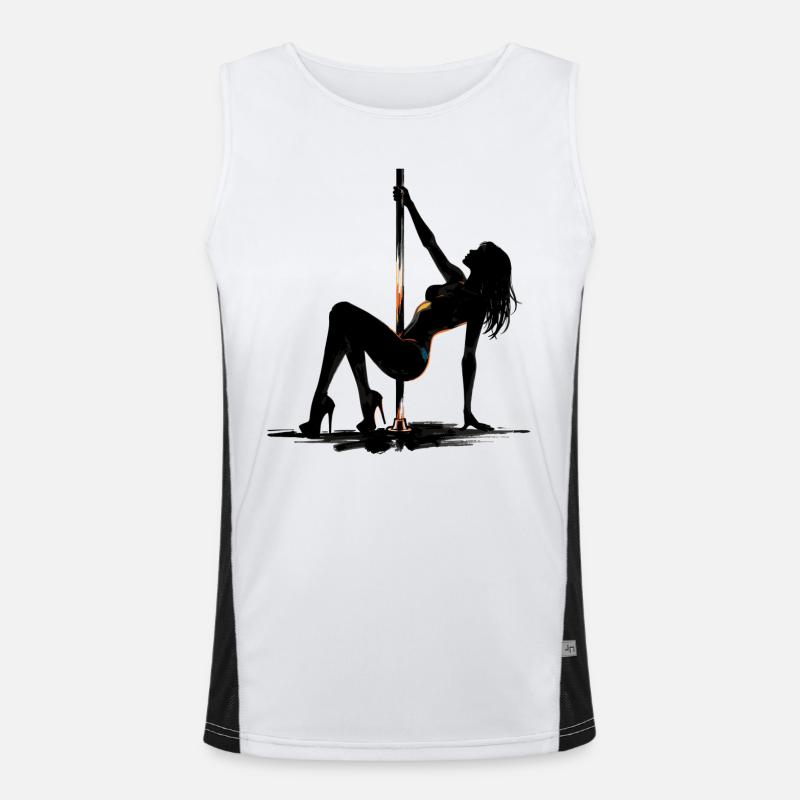 Exotic Pole Dance: Sexy Squat in High Heels Art Funktionelles Kontrast-Tank Top für Männer 