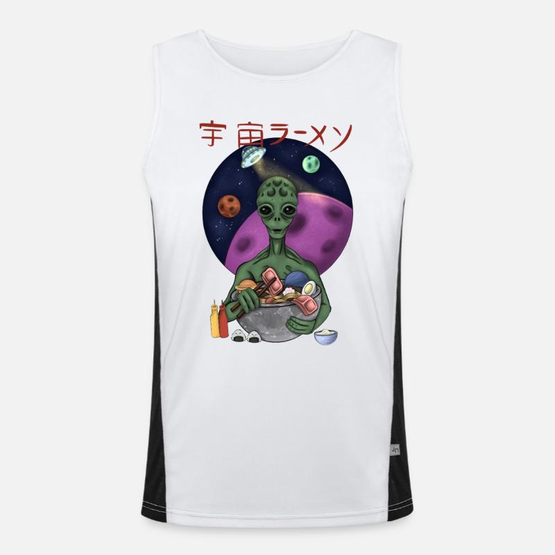 Alien Eating Ramen Retro Space Shirt Men's Functional Contrast Tank Top 