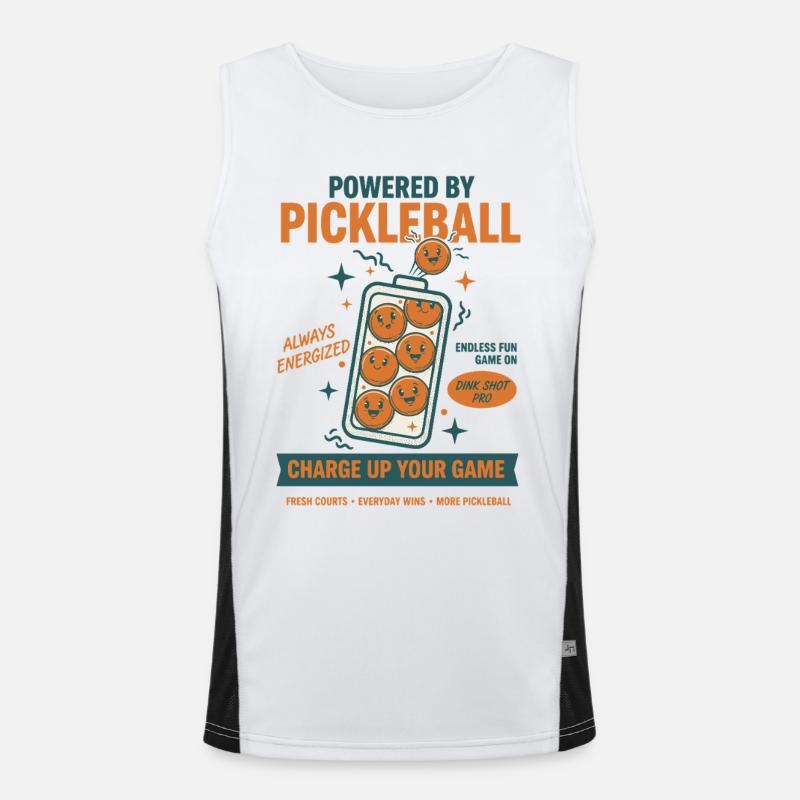 Pickleball Powered By Pickleball Funny Player Men's Functional Contrast Tank Top 
