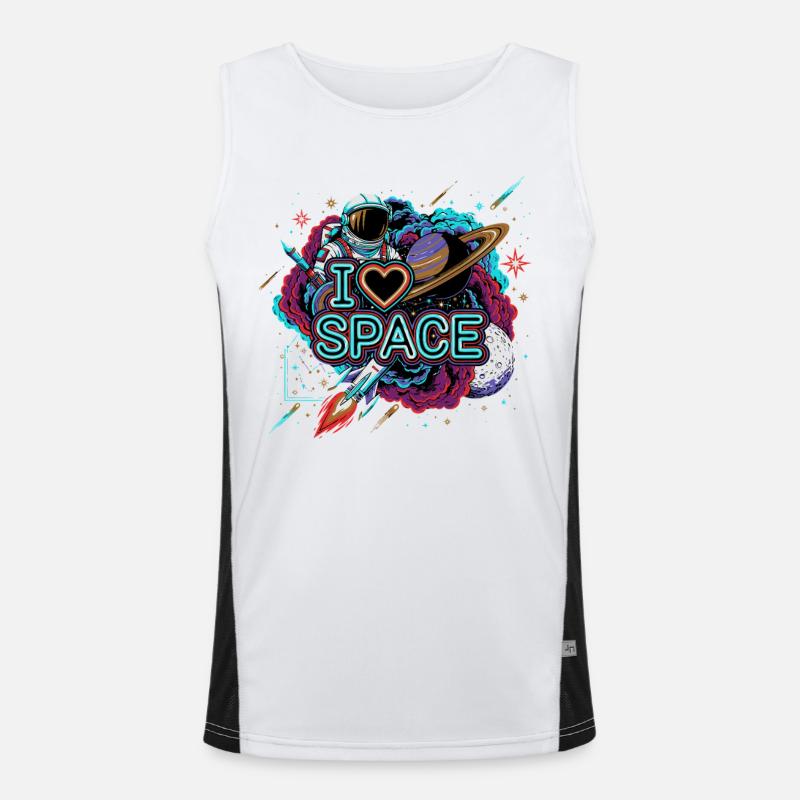 I Love Space Astronaut Funktionelles Kontrast-Tank Top für Männer 
