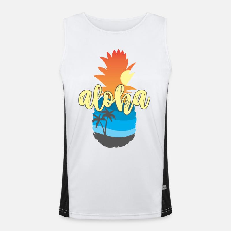 Aloha Sunset Pineapple – Hawaii Beach Vibes Funktionelles Kontrast-Tank Top für Männer 