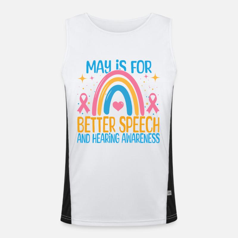 May Is For Better Speech And Hearing Awareness Men's Functional Contrast Tank Top 