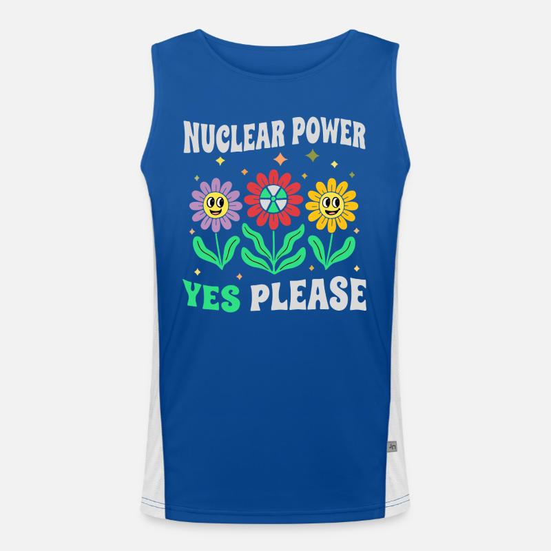 Nuclear power Yes Please with flowers retro Men's Functional Contrast Tank Top 
