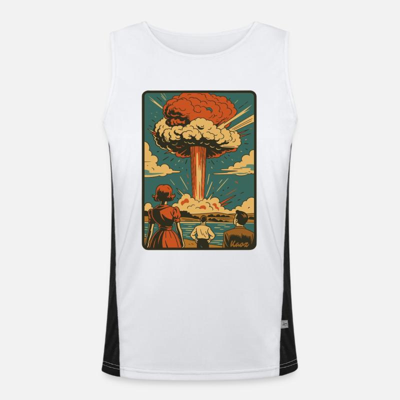 Retro Atom Explosion Pilzwolke Funktionelles Kontrast-Tank Top für Männer 
