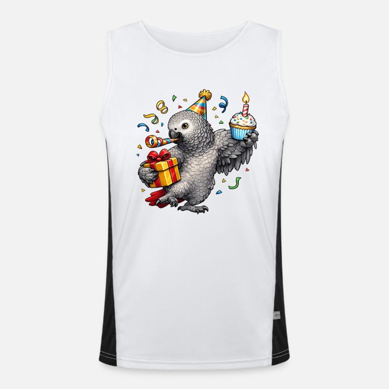 Graupapagei Geburtstag Funktionelles Kontrast-Tank Top für Männer 