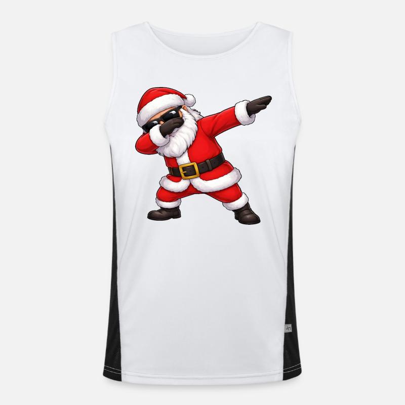 Dabbing Weihnachtsmann Funktionelles Kontrast-Tank Top für Männer 
