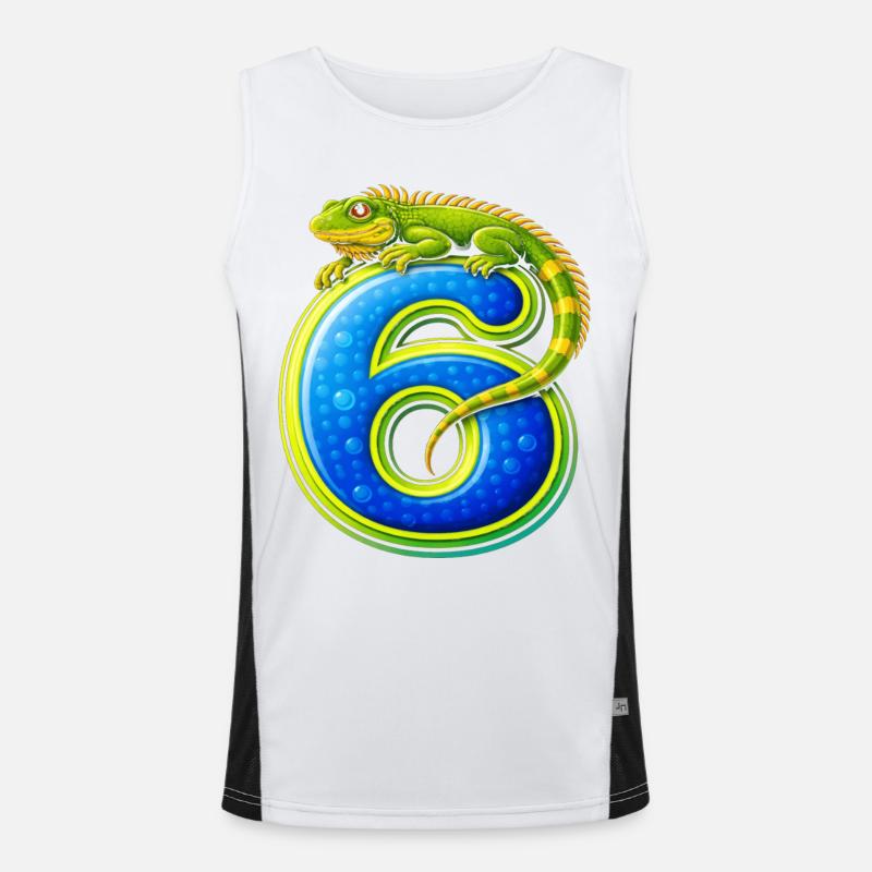 Lézard vert serrant le numéro 6 Débardeur respirant contrasté Homme 