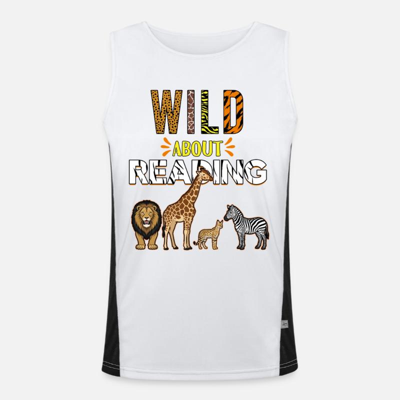Zootiere lesen wild über das Lesen Funktionelles Kontrast-Tank Top für Männer 