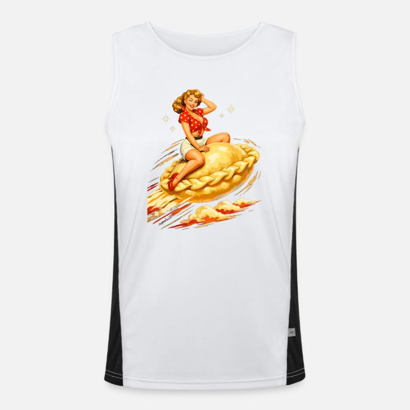 Pelmeni Pin-Up: Flying Dumpling Retro Art Men's Functional Contrast Tank Top 