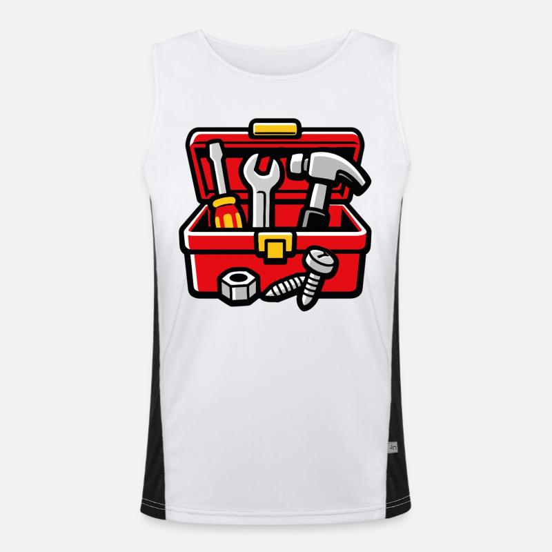 DIY Workshop Tool Box - Men's Functional Contrast Tank Top  - white/black