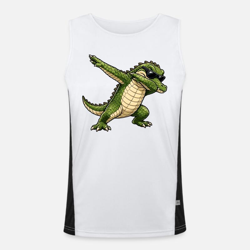 Squapping Crocodile - Canotta sportiva da uomo in contrasto cromatico  - bianco/nero