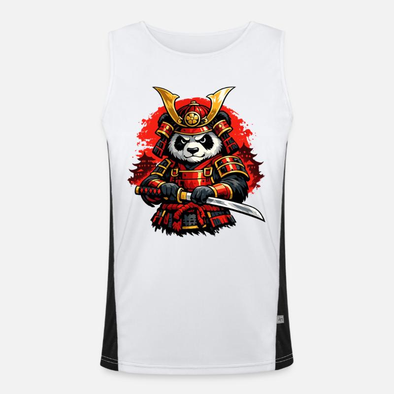 Samurai Panda with Japanese Style Katana Men's Functional Contrast Tank Top 