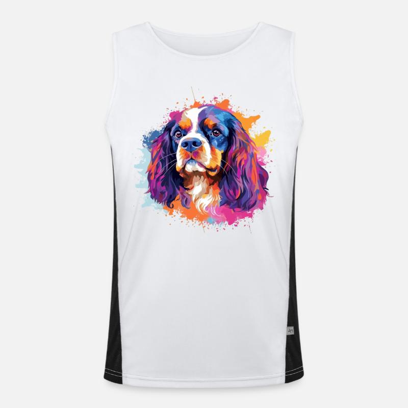 Vibrant Spaniel Splash Portrait - Men's Functional Contrast Tank Top  - white/black