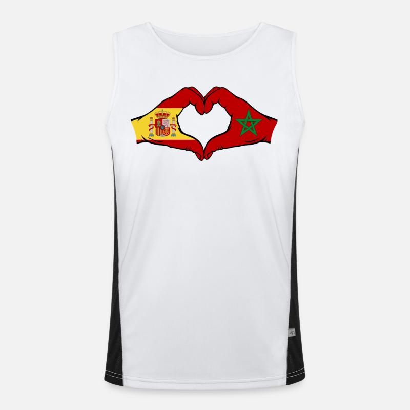 Spain Morocco Flag Hands Men's Functional Contrast Tank Top 