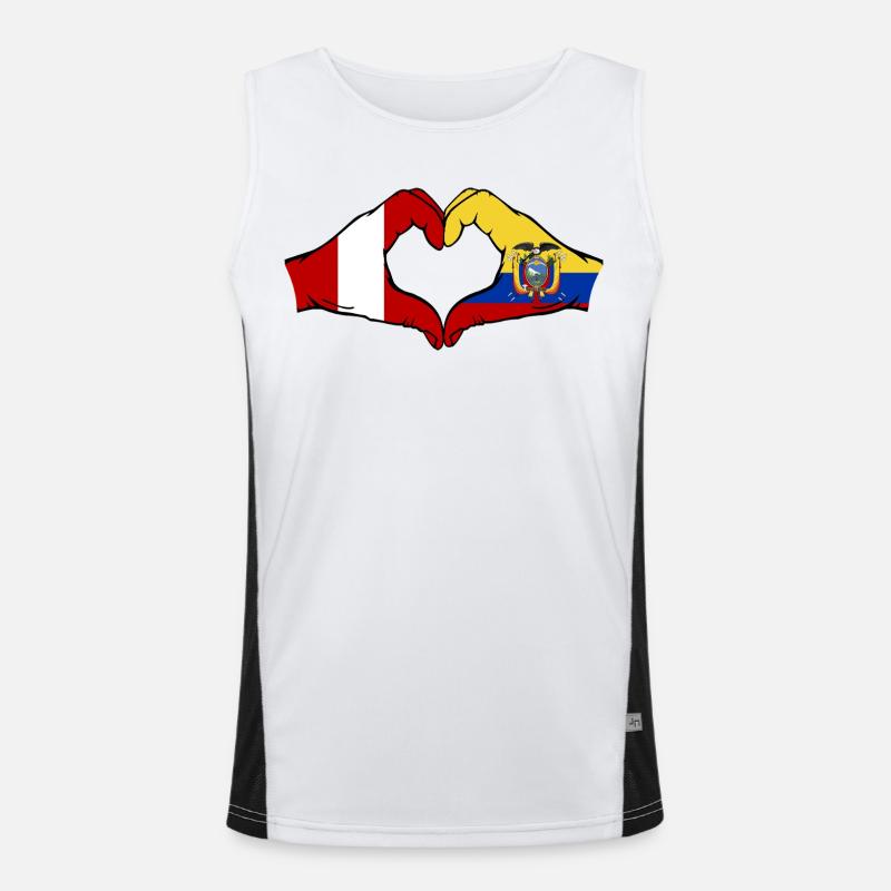 Peru Ecuador Flagge Herz Funktionelles Kontrast-Tank Top für Männer 