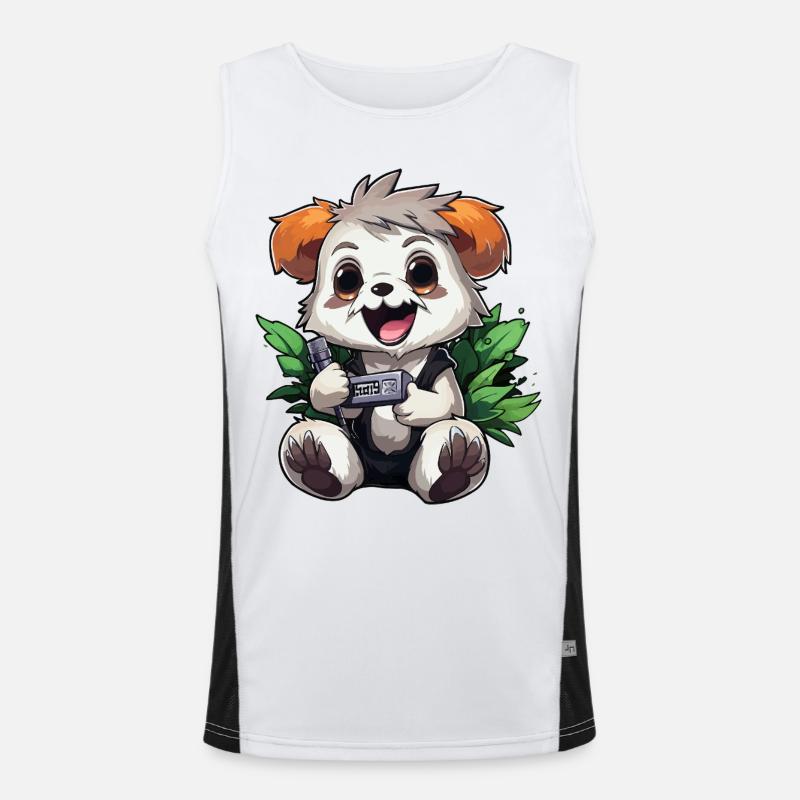 Panda Gamer with Controller Men's Functional Contrast Tank Top 