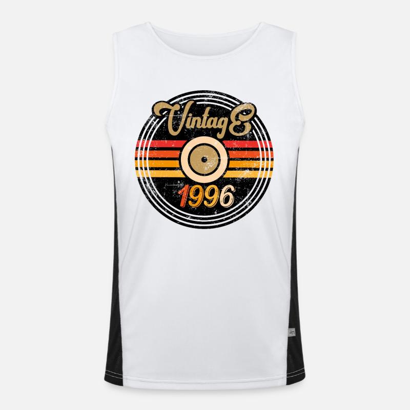 Årgang 1996 - Funktionel kontrast tanktop til herrer - hvid/sort