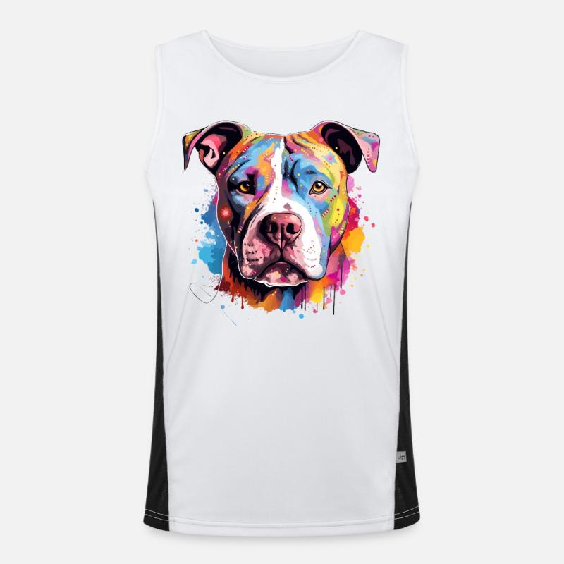 Bunte Hunde-Spritzkunst-Pitbull Funktionelles Kontrast-Tank Top für Männer 