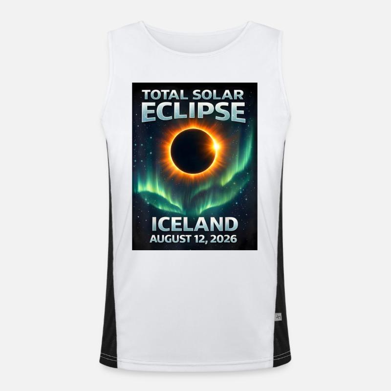 Total Solar Eclipse Iceland 2026 - Men's Functional Contrast Tank Top  - white/black