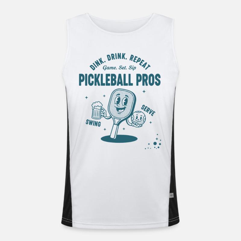 Pickleball Funny Player Dink Drink Repeat Pros - Men's Functional Contrast Tank Top  - white/black