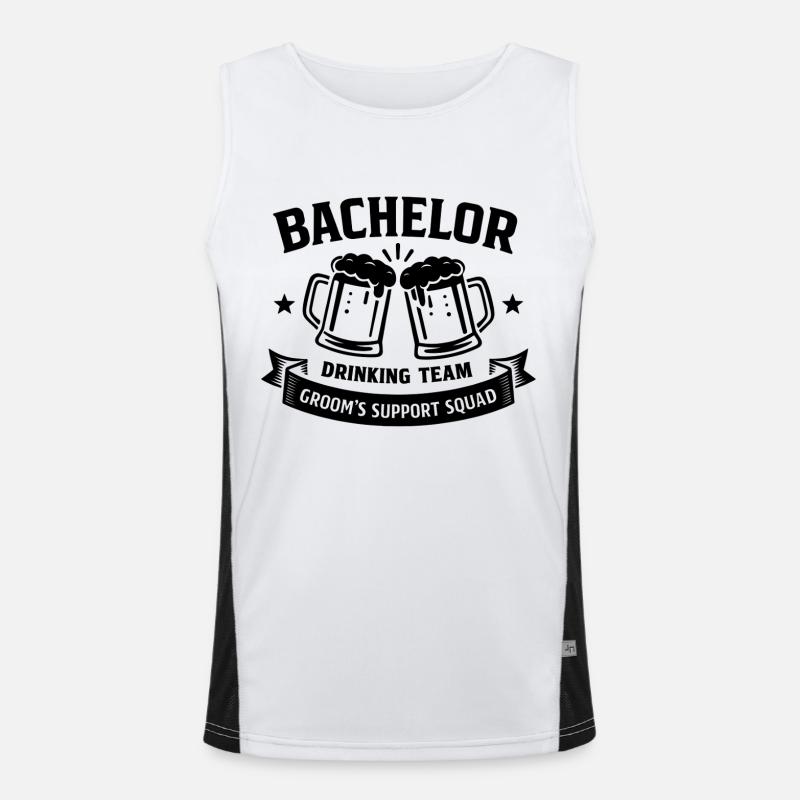 Bachelor Drinking Team - JGA Groom Support Squad Funktionelles Kontrast-Tank Top für Männer 