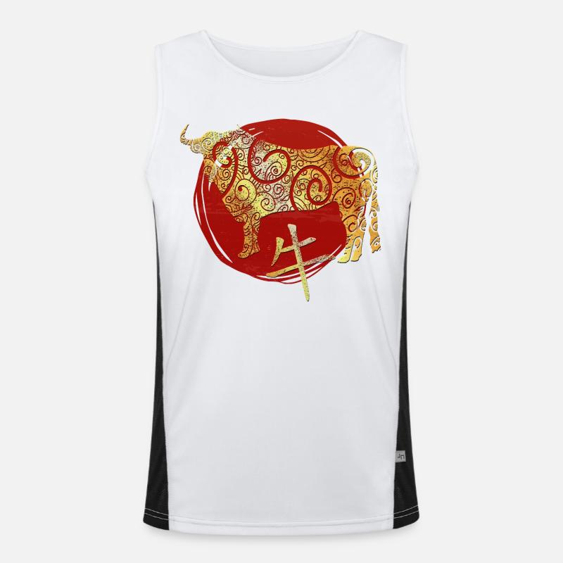 Ochse Chinesisches Tierkreiszeichen Horoskop Funktionelles Kontrast-Tank Top für Männer 